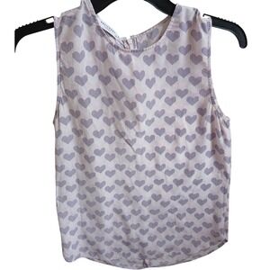 Equipment Femme Pink Hearts Sleeveless Silk Blouse Shirt Top Size S